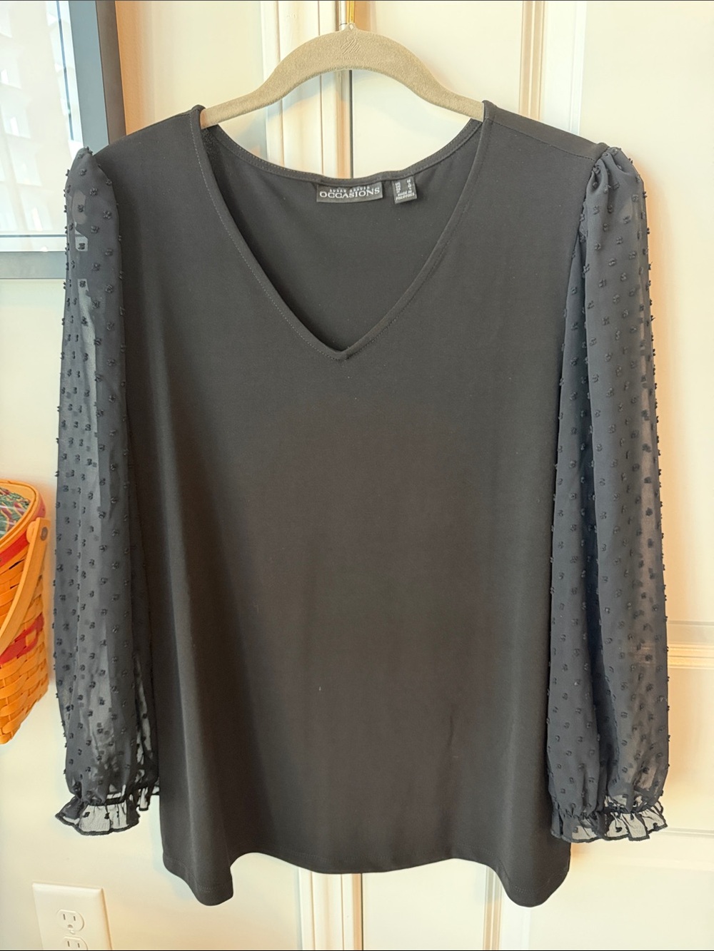 Susan Graver Black Occasions Blouse Medium